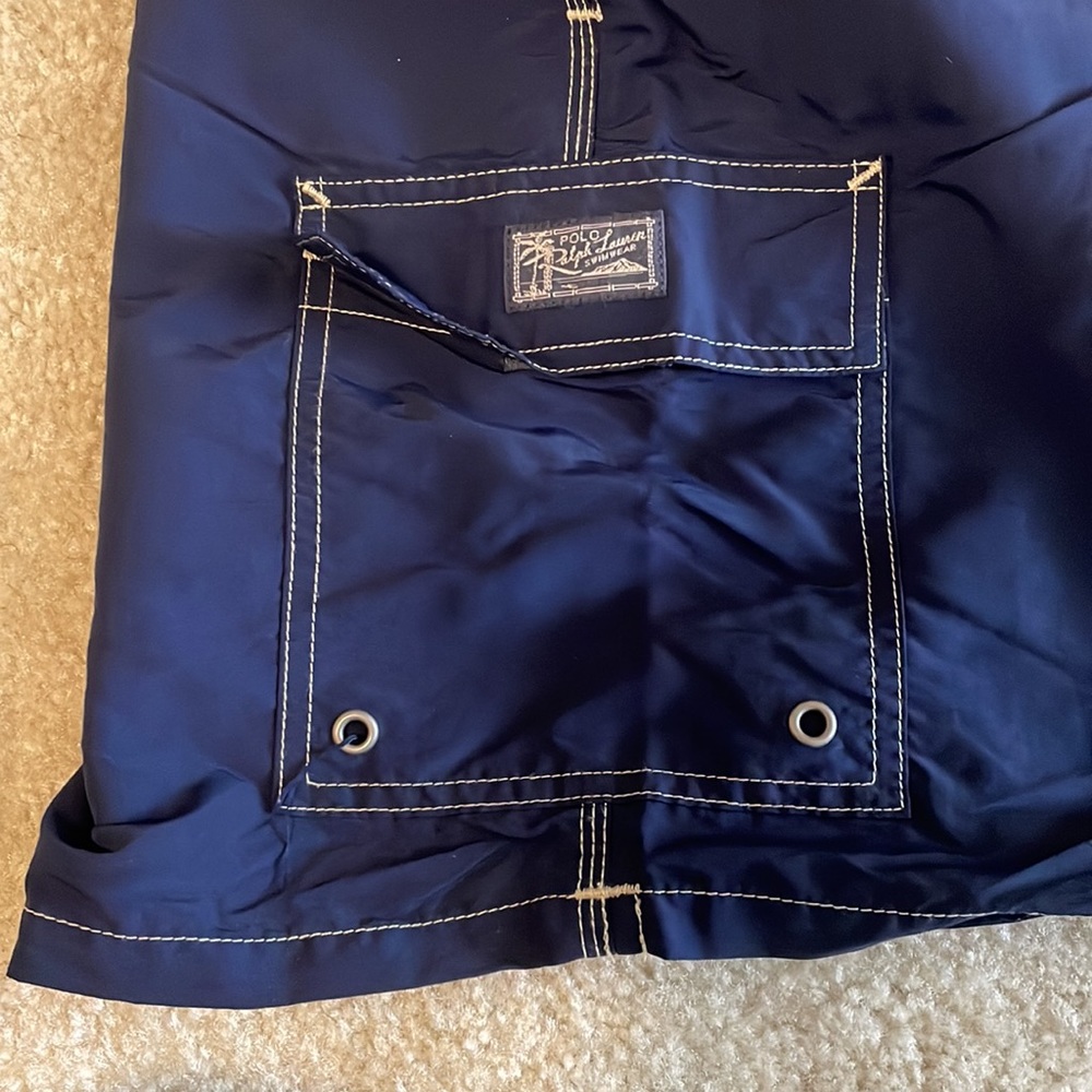 Polo Ralph Lauren Navy Blue Cargo Pocket Swim Trunks Mens Size Large - Picture 4 of 7